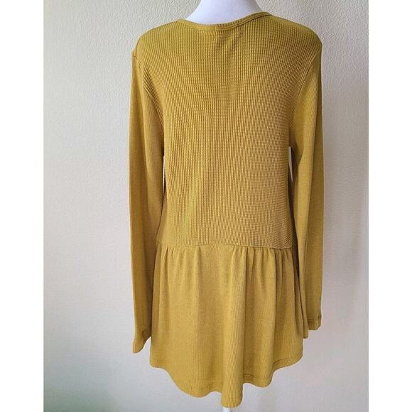 Anthropologie T. la Women's Waffle Knit Tunic Top Sz Medium Boho Relaxed Thermal - Picture 6 of 12